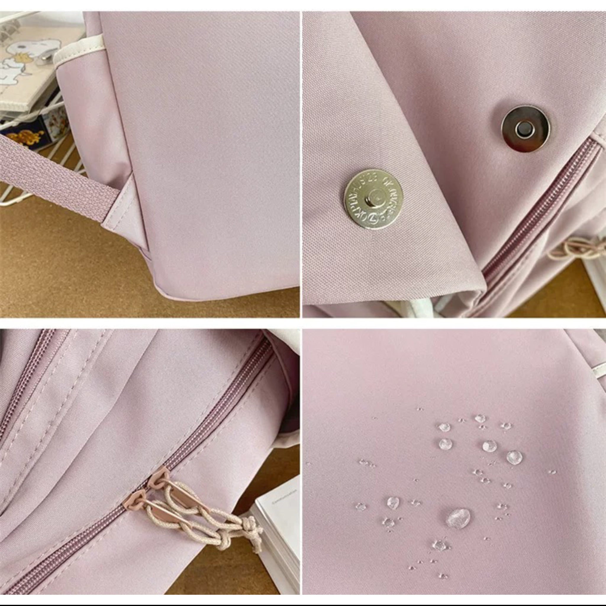 Cute Rabbit Ears Backpack for Teen Girls Kawaii Nylon School Bag with Plush Rabbit Decoration